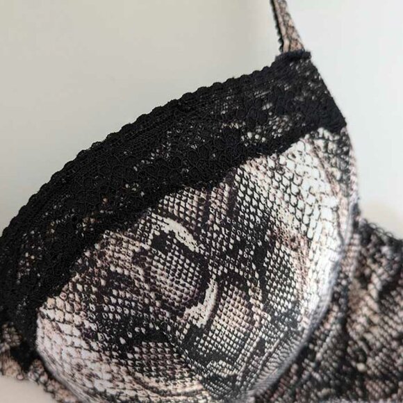 "5/$35" Glossy Satin Push-Up Bra with Snakeskin Print - Picture 3 of 9